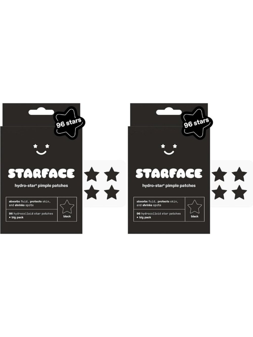 Hydrocolloid Pimple Patches - Black Star Shape, Absorb Fluid, Reduce Redness, 96